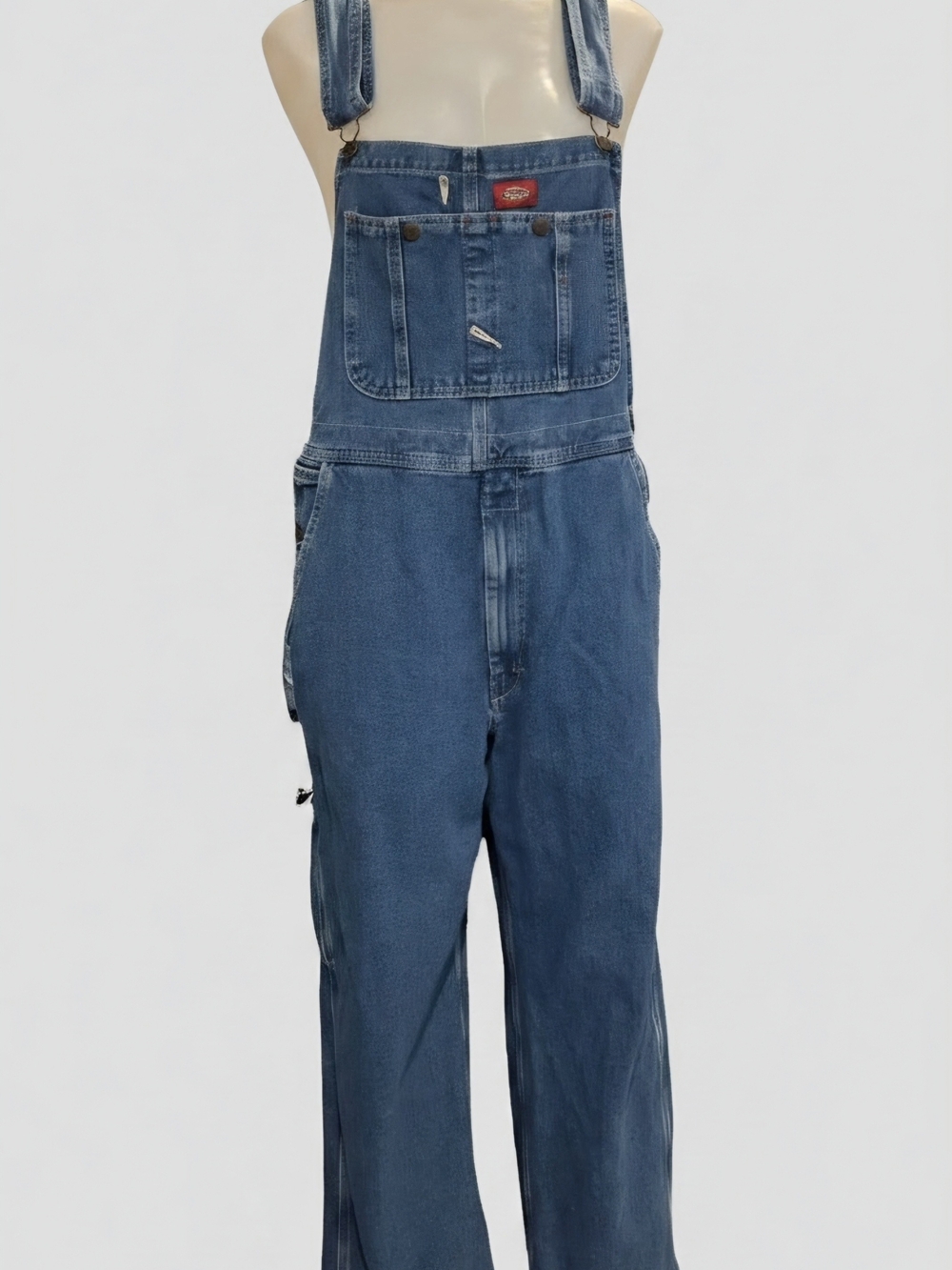 Dickies Women's Relaxed Fit Denim Overalls Size 32x30 Blue Workwear Utility
